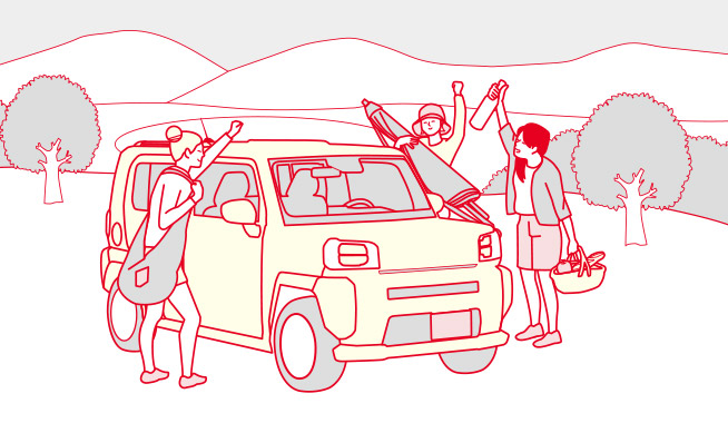 週末は友達と日帰りでおでかけ。クルマは運転しやすい軽自動車がいいな。